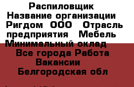 Распиловщик › Название организации ­ Ригдом, ООО › Отрасль предприятия ­ Мебель › Минимальный оклад ­ 1 - Все города Работа » Вакансии   . Белгородская обл.